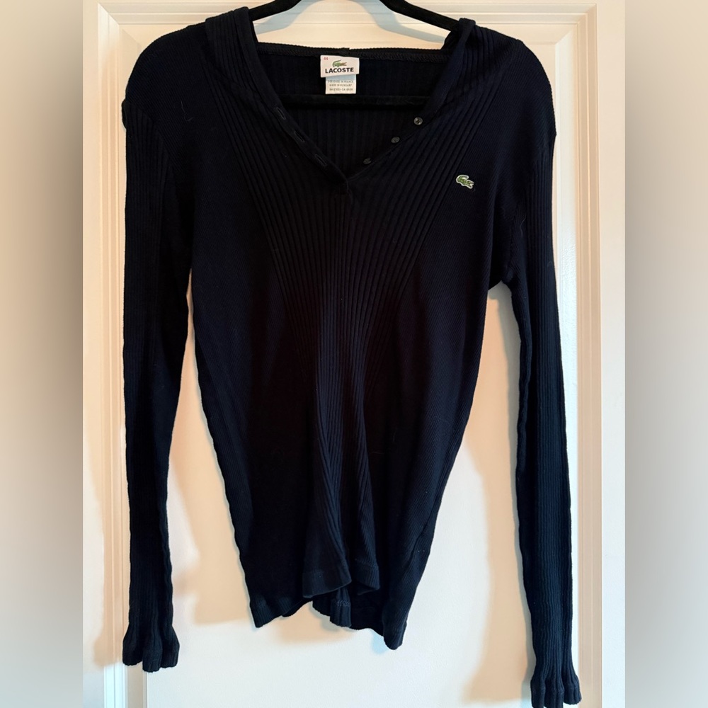 Lacoste Women's Black Ribbed Shirt